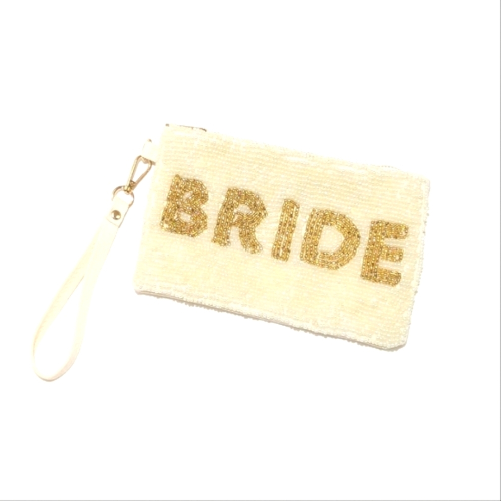 Bride Beaded Clutch |  Gold and Cream Glass Beads | Wedding | Bride | ShabbyChic